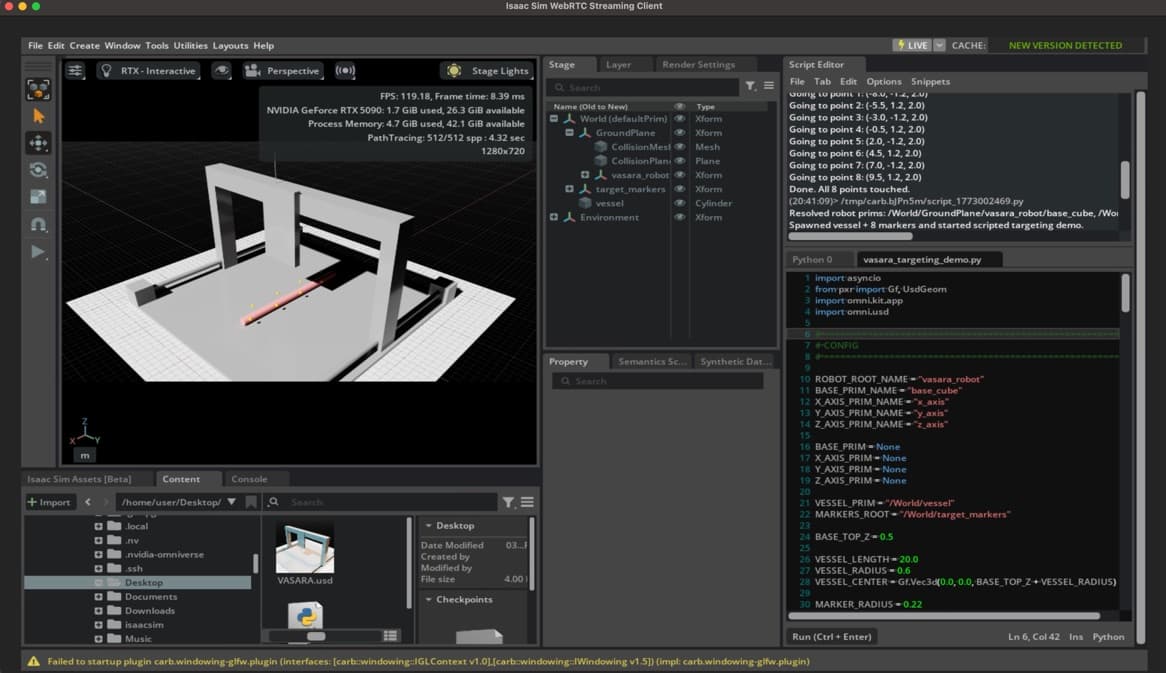 Isaac Sim environment used for a dual robotic arm reinforcement learning system
